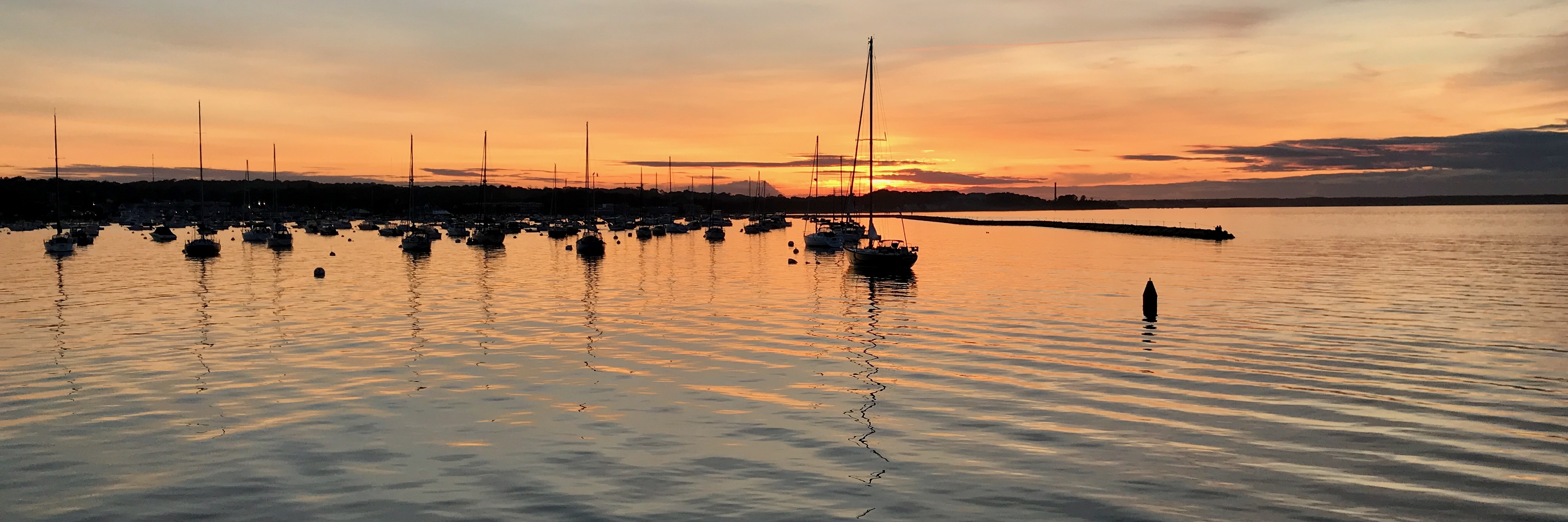 Plymouth Harbor at sunset